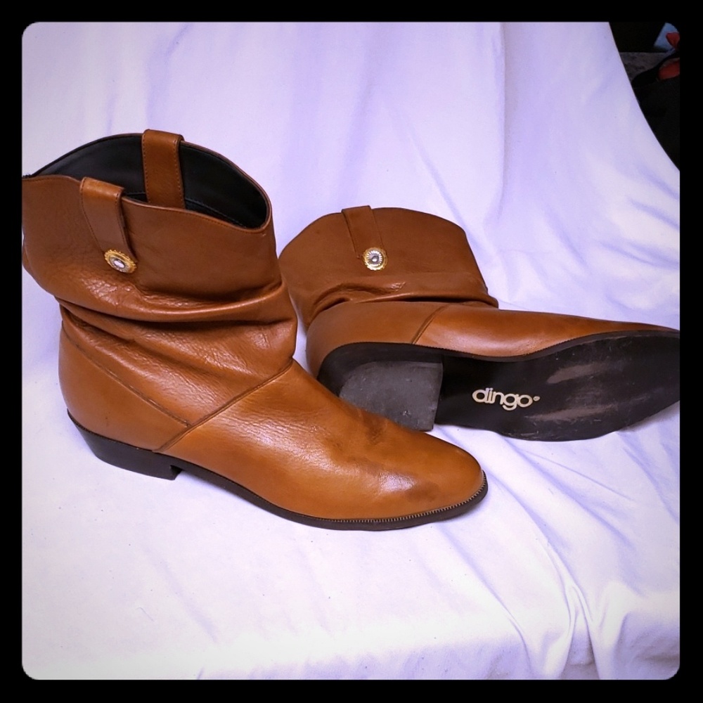 Dingo slouchy ankle boot with medallion accent